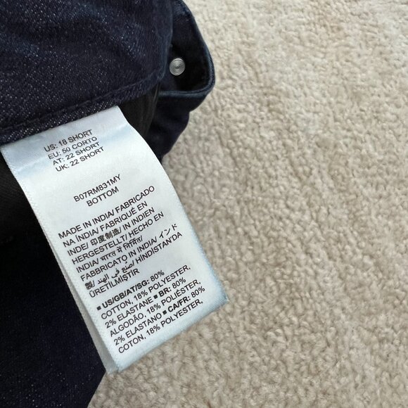 Amazon Essentials Stretch Bootcut Dark Wash Blue Jeans 18 Short - Picture 9 of 10